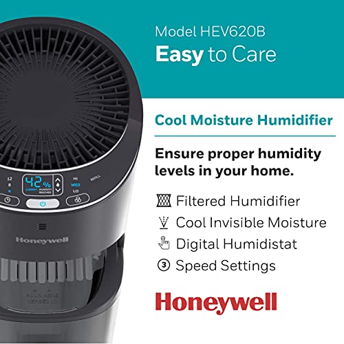Honeywell Top Fill Tower Humidifier, Digital Humidistat, Black – Cool Mist Humidifiers for Bedroom, Home or Office with Space-Saving Tower Design by Honeywell - Image 2