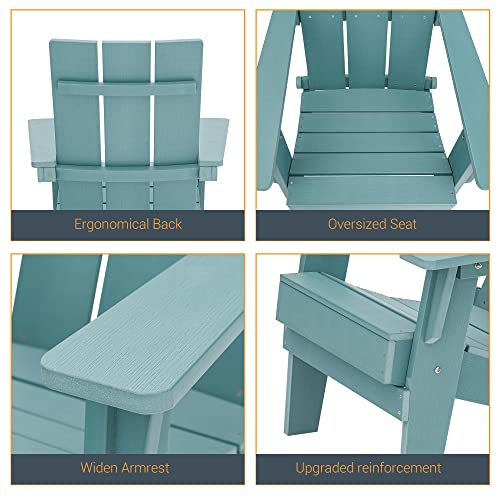 Missbrella Folding Adirondack Chair, Weather Resistant Plastic Adirondack Chair With Wide Backrest For Beach, Poolside And Lawn,Turquoise #TOP2