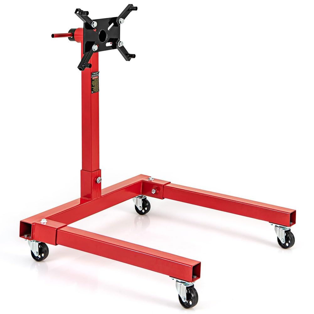 FAcoLL Engine Stand, 200kg/240kg Rotating Engine Motor Stand with 4 Adjustable Arms & 3 Casters, Heavy-Duty Metal Engine Hoist Holder Lift with 360° Adjustable Head, for Garage Auto Repair 240kg