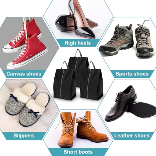 Paterr 18 Pcs Shoe Bags for Travel XX-Large Storage Packing Organizer Waterproof Shoe Carrier with Zipper Protable Covers for Travel for Women Men, Black4