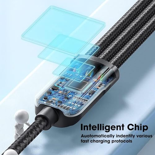 Image of Sounce 100W /6A Speed Fast Charging USB 3.0 Cable 4 Ft /1.2m to 3-in-1 Long Charging Cord with Type C + Micro USB + Lightning Connector 480 Mbps Data Transfer for Laptop,Tablets,Smartphones & More,Black