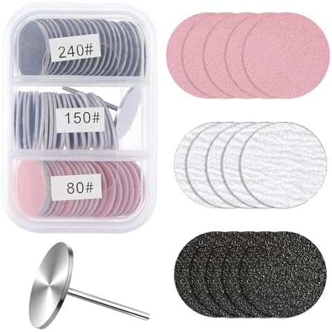 60 Pcs Sanding Discs with Nail Drill Bit Cover