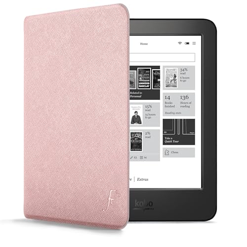 Forefront Cases Funda para Kobo Aura H2O Edition 1 (1.ª Generación, Modelo: N250-2014) - Delgado, Ligera y Protectora Funda - Smart Auto Sueño Estela Función (Carcasa) - Oro Rosa