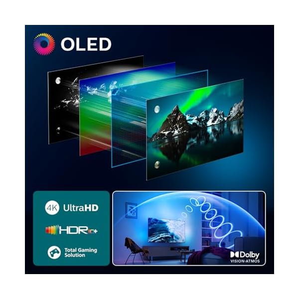 Philips Ambilight 55OLED770 4K OLED Smart TV - Pantalla de 55 Pulgadas con P5 AI Picture, Titan OS, Dolby Vision y Sonido Dolby Atmos - Funciona con Alexa y Asistente de Google - Image 5