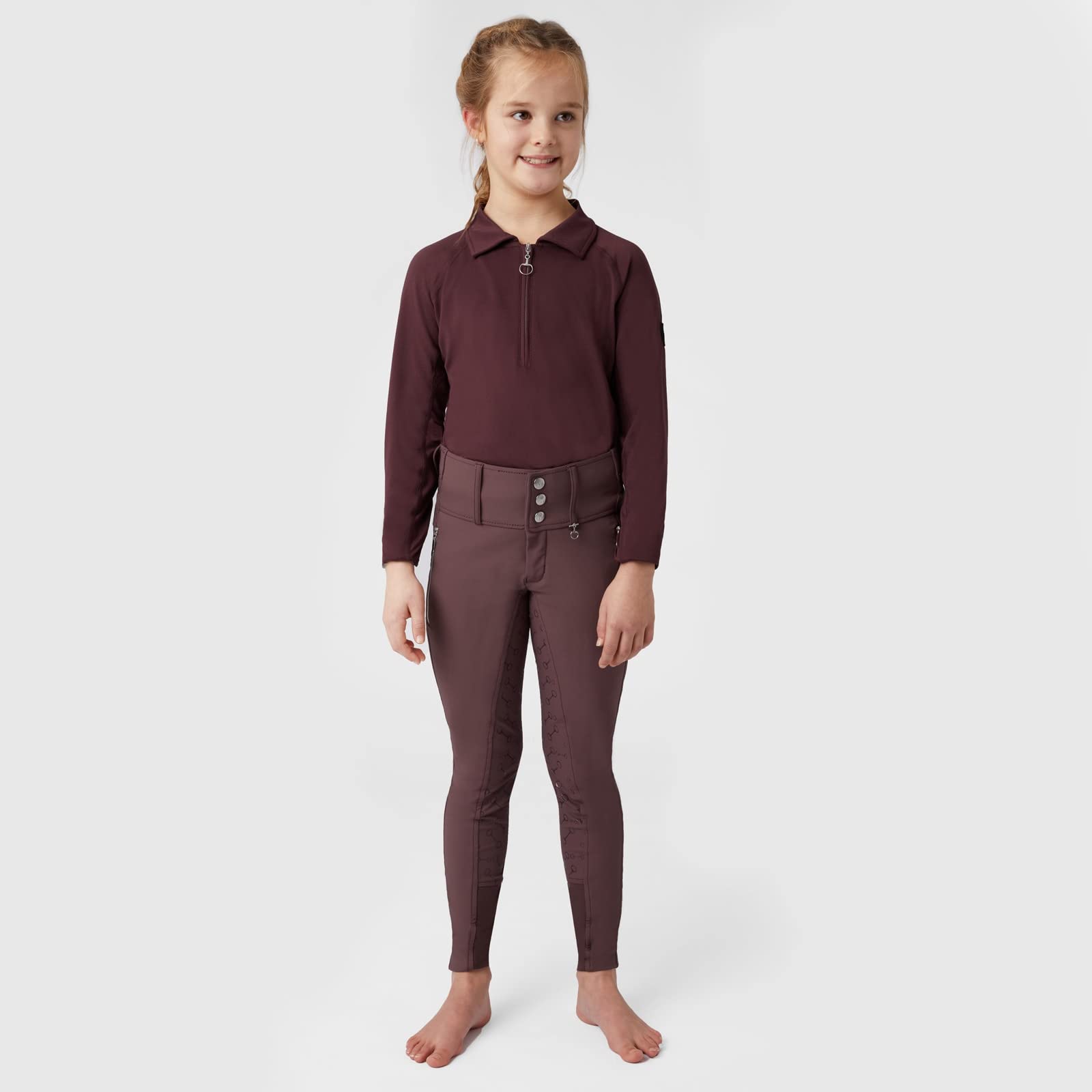 HORZE Pantalones de Montar con Asiento Completo y Cintura Alta para Niños Andrea