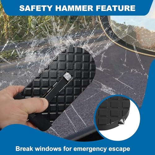 Image of GALLY Car Door Step Ladder for SUV & Jeep | Easy Access to Roof Rack & Rooftop | Foldable Anti-Skid Aluminum Doorstep with Rubber Protection & Emergency Safety Hammer