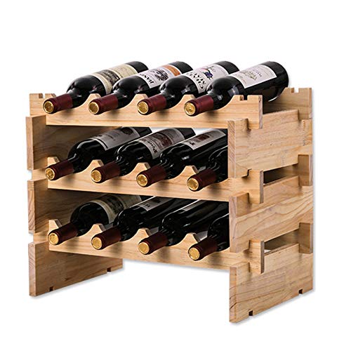 Soporte para botellas 12 unidades 3 niveles de madera miniatura 1