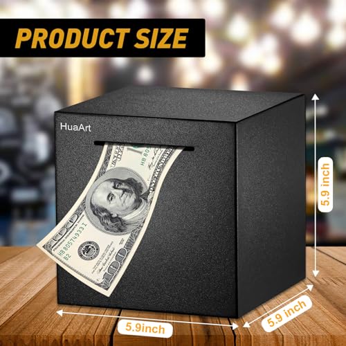 Image of Stainless Steel Safe Piggy Bank for Adults (5.9 inch - Black)