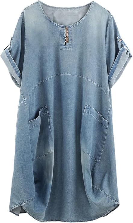 Minibee Women's Ruffle Oversize Casual Midi Dresses with Pockets