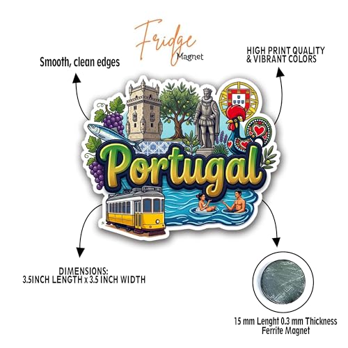 Image of Portugal Fridge Magnet - Premium Engineered Wood, Glossy Finish, HD Print, Precision Laser‑Cut Travel Souvenir Gift, Durable Decorative Refrigerator Magnet