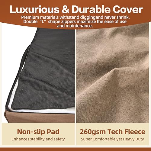 Sytopia XXL 35D Memory Foam Dog Bed, 7 Inch Thick Extra Large Orthopedic Couch for Senior Dogs Over 100 Pounds, Water Resistant and Washable Cover, Liner, Brown - Image 5
