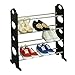 Home Basics 12 Pair Organizer Shoe Rack, 4 Tiered Shoe Organizer, Storage Shelf, Ideal for Entryway Hallway, Black