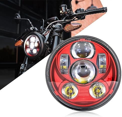 SKUNTUGUANG ROSSO 5.75 Pollici Faro Led Rotondo per Moto XL 1200C Rosso