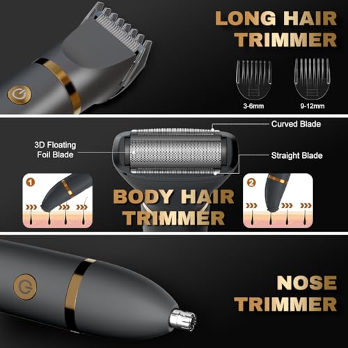 Image of Ball Shaver for Men, 3-in-1 Multifunction Body Hair Trimmer & Pubic Shaver with Titanium Blades (No Nicks!), IPX7 Waterproof Electric Razor, LED Display, Wet /Dry
