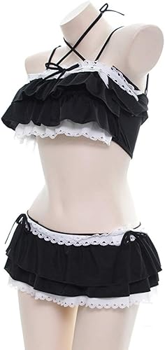 Miniatura 4 de YOMORIO Traje de baño japonés Kawaii con volantes para mujer, traje de baño de anime lindo gato Cosplay lencería traje de