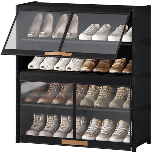 Gasvadivum 5 Tier Shoe Cabinet with Doors, 20-Pair Storage, Black