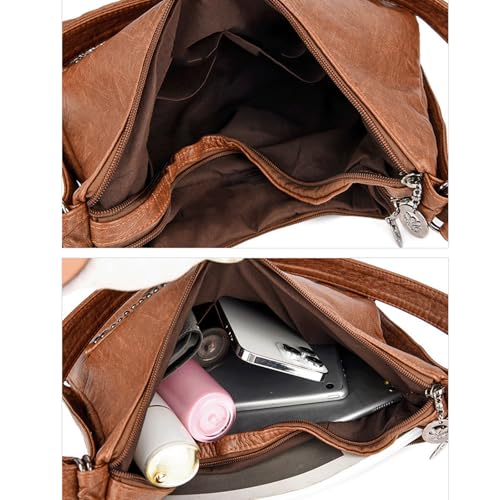 Slouchy Shoulder Bag Multiple Pockets Convertible Studded Backpack Large Slouchy Hobo Crossbody Bags Vintage Tote Purse Studs4