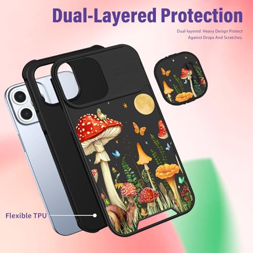 Image of Funermei for iPhone 12 /for iPhone 12 pro Case - Women Girls Cute Phone Cover Girly Pretty Aesthetic Mushroom Plant Unique Design with Camera Cover Funda for Apple for iPhone 12 /for iPhone 12 pro