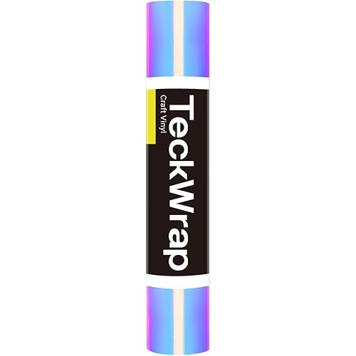 TECKWRAP Holographic Chrome Vinyl Permanent Adhesive 12" x 60", Opal White - Indoor & Outdoor Vinyl, Waterproof, Scrapbooking, Easy Cut & Weed for DIY Crafts, Party Decor, Car Decals