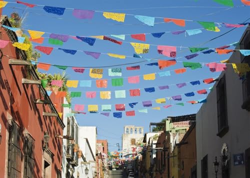 Fond photo mexicain 2,7x1,8m papel picado pour fête à thème latine