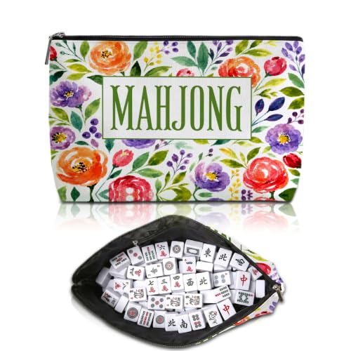 Watercolor Floral Mahjong Tile Bag Makeup Bag Gift for Women (Case Only)