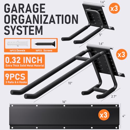 INCLY-Garden-Tool-Organizer-48-Inch-Garage-Tool-Organizer-Wall-Mount-Load-390lbs-Heavy-Duty-Garage-Wall-Organizer-with-3-Storage-Racks-and-6-Adjustable-Hooks-for-Yard-Tools-Shovels-Rakes INCLY Garden Tool Organizer 48 Inch Garage Tool Organizer Wall Mount Load 390lbs Heavy Duty Garage Wall Organizer with 3 Storage Racks and 6 Adjustable Hooks for Yard Tools Shovels Rakes