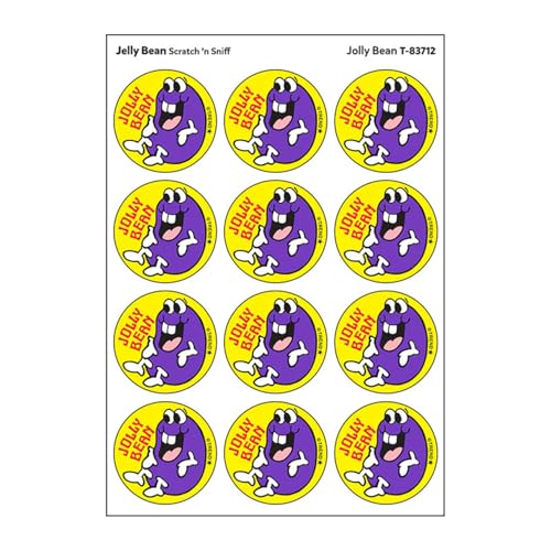 Jolly Bean/Jelly Bean Scent Retro Scratch 'n Sniff Stinky Stickers by TREND; 24 Seals/Pack - Authentic 1980s Designs!