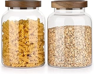Yangbaga 2PCS Glass Jars with Lid 1.2L, Airtight Storage Jars for Kitchen Glass Canisters Set for Coffee, Sugar, Tea, Spice, Flour