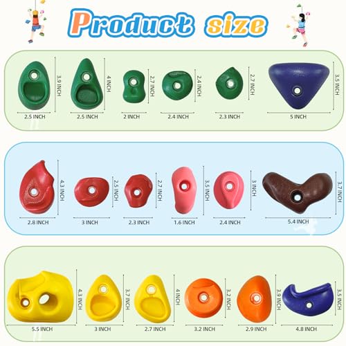 Image of 36 PCS Rock Climbing Wall For Kids, Rock Wall Climbing Holds, Adults Climbing Wall Grip Kits Holds Up To 230 Lbs For Outdoor Indoor Home Playground Play Set