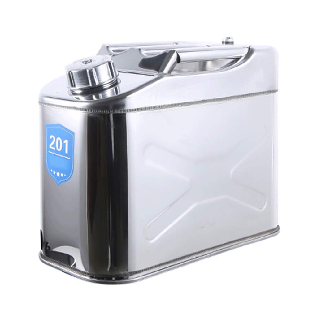Bidon Acier Inoxydable Essence Diesel Jerrican Réservoir Conteneur de Sauvegarde avec Tuyau de Carburant (10L)