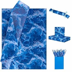 Larcenciel Aquarell Blaues Wellen Seidenpapier 30 Blatt