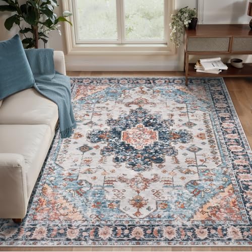 Image of Tangsoo 3x5 Washable Area Rugs for Entryway, Vintage Non Slip Accent Rug