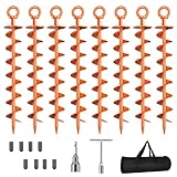Ground Anchor Screw in, 8 Pack Spiral Trampoline Anchors with Nut and Tool Swing...