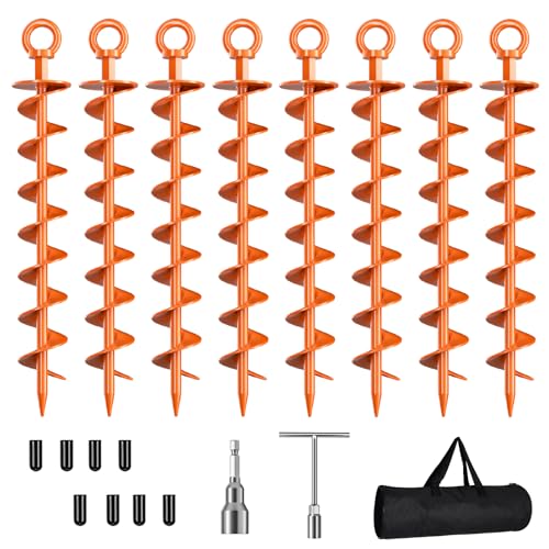 8 Pack Spiral Trampoline Anchors Orange