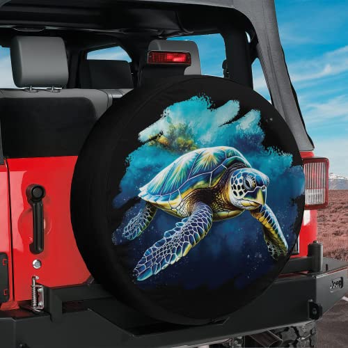 Camelliaa Shop Sea Turtle Christmas Spare Tire Cover with Or Without Backup Camera Hole, sea Turtle Spare tire Cover (Style 2)
