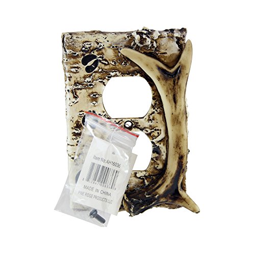 Pine Ridge Rustic Faux Deer Antler And Hooves Tracks Duplex Receptacle Electrical Outlet Cover Plate Cvr Realistic Hand-Painted And Crafted With Mounting Screws Great For Western Rustic Home Decor #TOP4