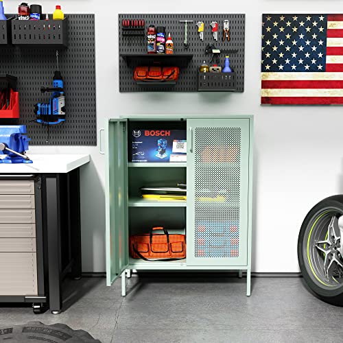 Holtico 42“ Metal Storage Cabinets,Sideboard Buffet Cabinet,Adjustable Metal Cabinets With Doors And Shelves,Modern Metal Cabinet For Garage,Office,Kitchen,Living Room,Mint Green #TOP7