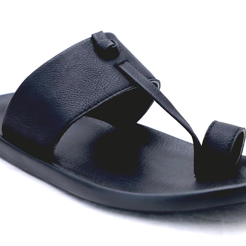 Image of Men's Synthetic Leather Slippers With PU Sole