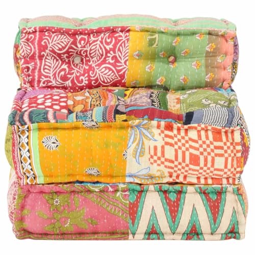 Pouf modulaire patchwork coton pour véranda et salon bohème chic - 3