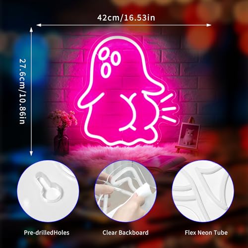 Image of Ghost Neon Sign, Neon Signs for Wall Decor LED Signs Neon Light