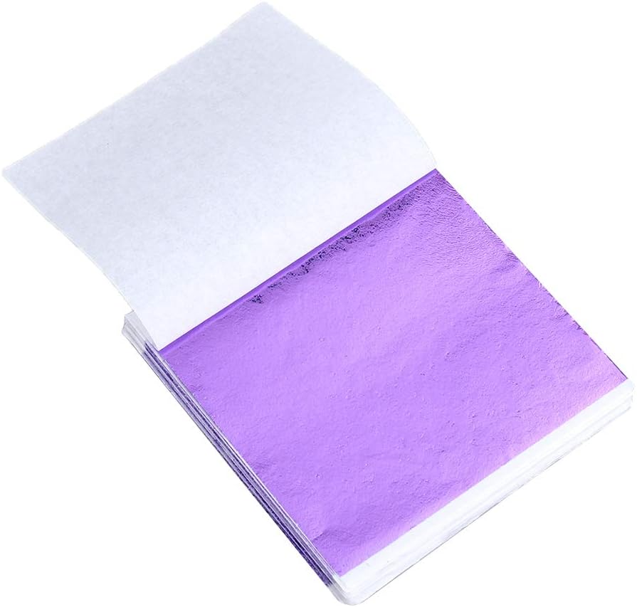 Foil Paper Imitation Gold Foil Paper Shiny Gold Craft Decoration Color 8x8.5cm 50pcs (Purple)