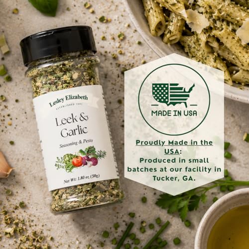 Image of Lesley Elizabeth Leek & Garlic Seasoning & Pesto - All-Natural Herb & Garlic Blend for Chicken, Pasta, Vegetables & Sandwiches | Gourmet All-Purpose Cooking & Grill Spice