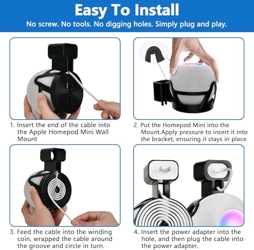 Soporte de pared para HomePod Mini con almacenamiento de cable resistente 7