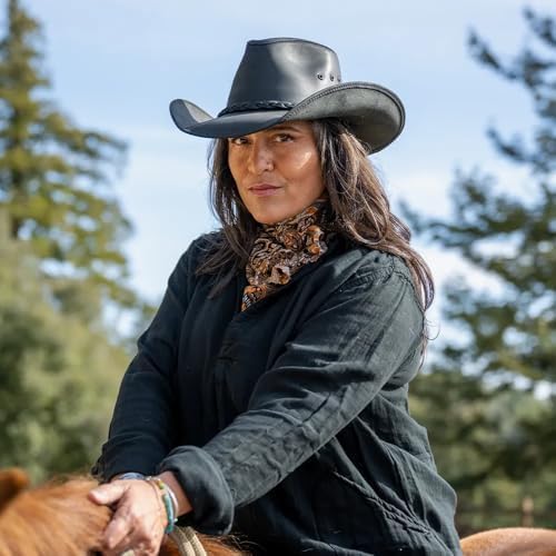 American Hat Makers Hollywood Outback Hat | Oiled Leather Cowboy Hat | Durable, Breathable & Stylish Sun Protection - Image 8