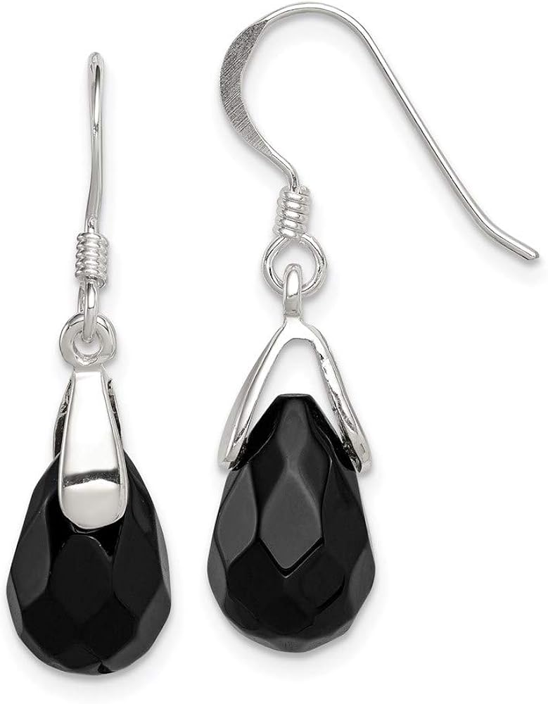 925 Sterling Silver Favorite Black Onyx Dangle Teardrop Drop Chandelier E