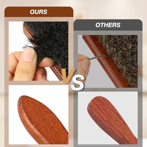 Pylevemv 4Pcs Shoe Brush, Premium Horse Hair Brush for Leather, Professional Shoe Polish Brush, Long-lasting Shoe Cleaning Brush, 100 Percent Horsehair Shoe Brush Shine Kit for Cleaning and Polishing - Thumbnail 4
