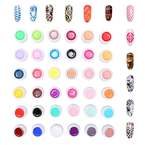 Anself 36 Colors Nail Polish, Paint Kit, Gel Paint With 1 Nail Brush For Diy Nail Art Design #TOP4
