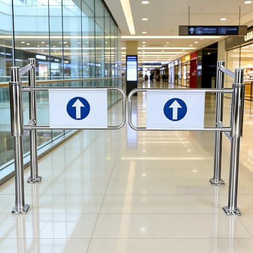 Automatic Swing Gate for Market Entrances - Safety Metal Gate with Springs, One-Way Design, Self-Closing - Durable Entrance & Exit Device (200 x 100 cm / 78.7" x 39.4")