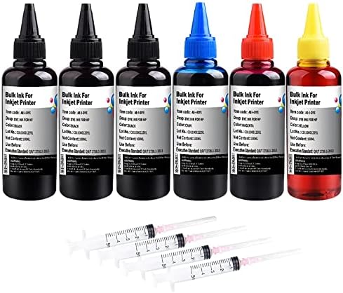 6 Bottles Ink and Ink Refill Kits Compatible with HP 950 951 932 933 60 61 952 902 901 62 63 64 65 21 22 920 940 934 564 711 970 971 95 96 Inkjet Printer Cartridges for Refillable Ink Cartridges