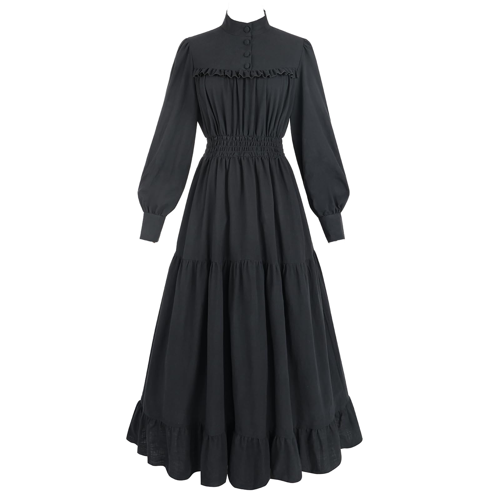 Fiamll Viktorianisches Kleid Renaissance Maxikleid Ballkleid Langarm Mittelalter Kleidung Damen Vintage Edwardianisches Kleid Abendkleid Elegant Freizeitkleider